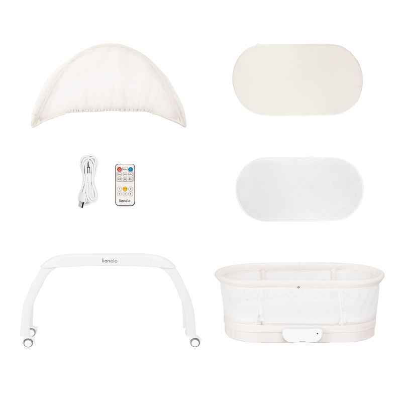 Lionelo Coral White — Kinderbett-Wiege mit Waagefunktion