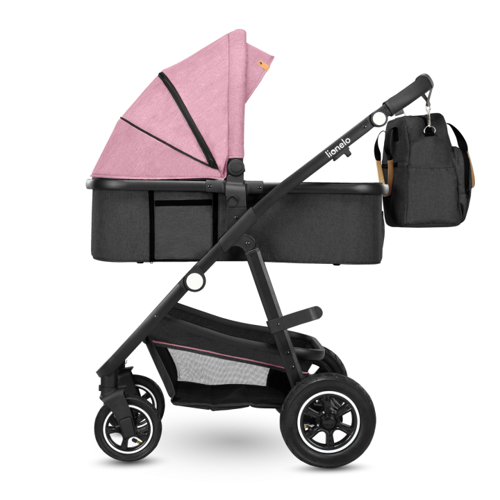 Lionelo Amber 3 w 1 Pink Rose — wózek wielofunkcyjny z fotelikiem