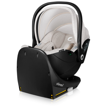 lionelo Moxie i-Size Set Beige Sand — Kindersitz mit ISOFIX-Basis