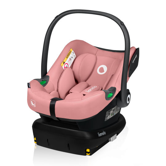 Lionelo Astrid i-Size Set Pink Coral — Autositz mit ISOFIX-Basis