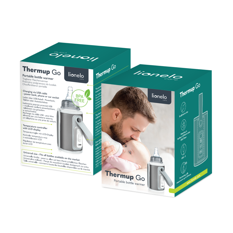 Lionelo Thermup Go Grey Silver — Tragbarer Flaschenwärmer
