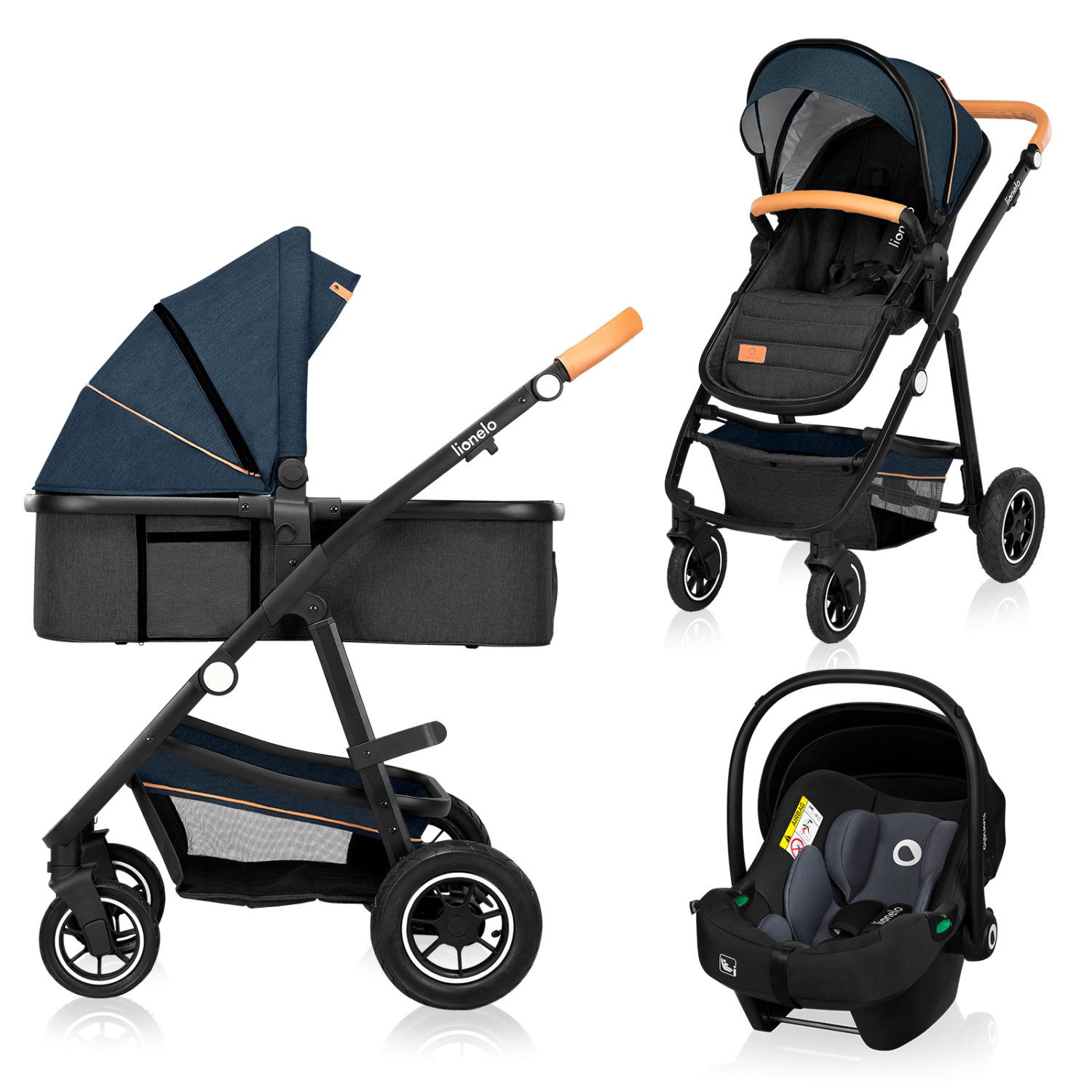 Lionelo Amber 3in1 Blue Navy — Kombikinderwagen