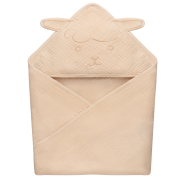 lionelo Muslin Hooded Towel Beige Sand — Badetuch mit Kapuze