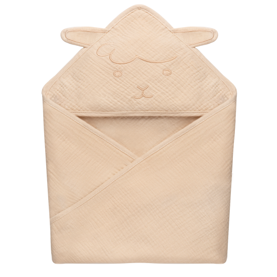 lionelo Muslin Hooded Towel Beige Sand — Badetuch mit Kapuze