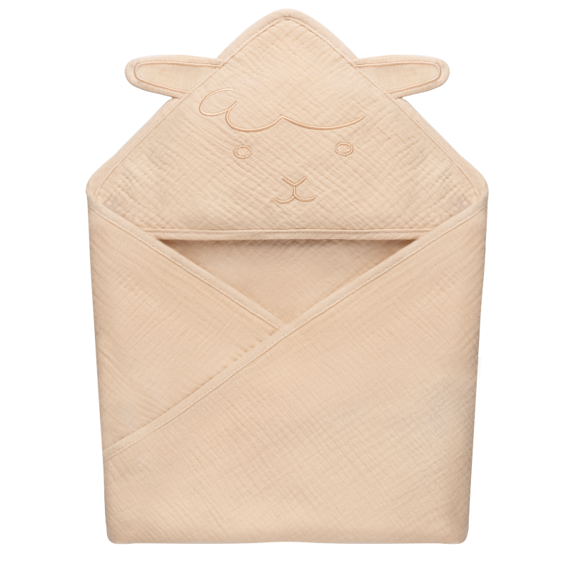 lionelo Muslin Hooded Towel Beige Sand — Badetuch mit Kapuze