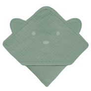 lionelo Muslin Hooded Towel Green Forest — Badetuch mit Kapuze