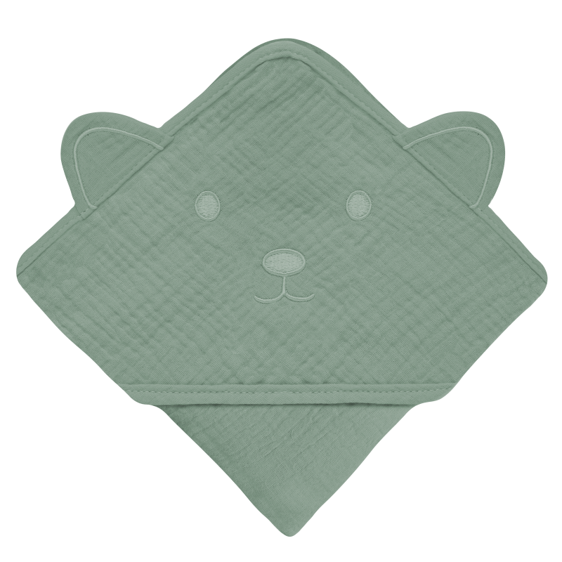 lionelo Muslin Hooded Towel Green Forest — Badetuch mit Kapuze