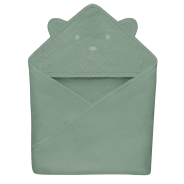 lionelo Muslin Hooded Towel Green Forest — Badetuch mit Kapuze