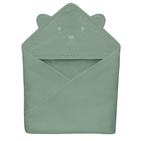 lionelo Muslin Hooded Towel Green Forest — Badetuch mit Kapuze