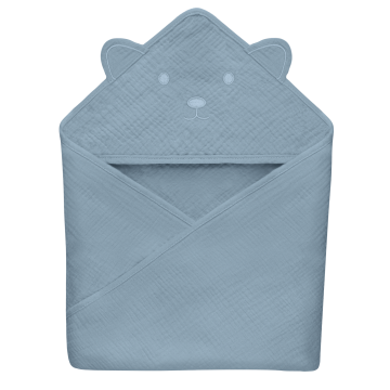 lionelo Muslin Hooded Towel Grey Sky — Badetuch mit Kapuze