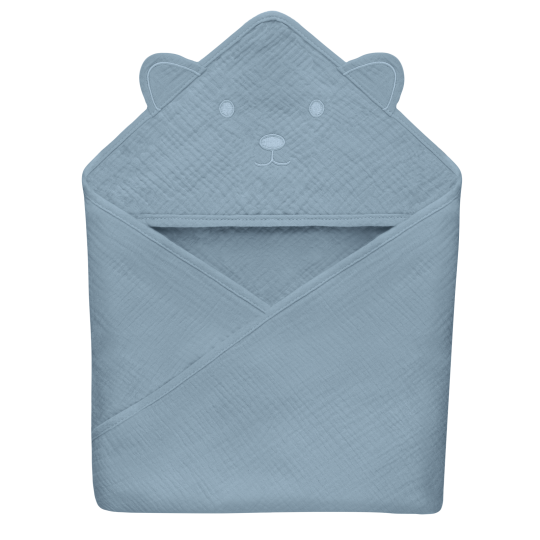 lionelo Muslin Hooded Towel Grey Sky — Badetuch mit Kapuze
