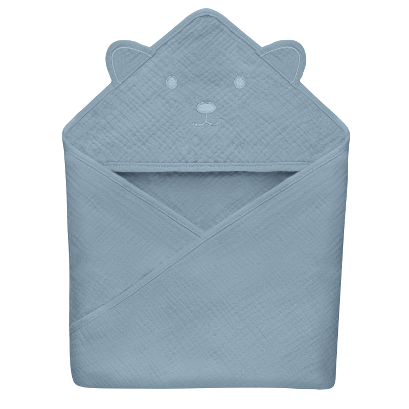 lionelo Muslin Hooded Towel Grey Sky — Badetuch mit Kapuze