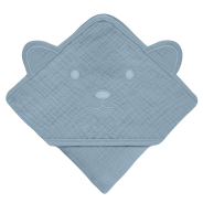 lionelo Muslin Hooded Towel Grey Sky — Badetuch mit Kapuze
