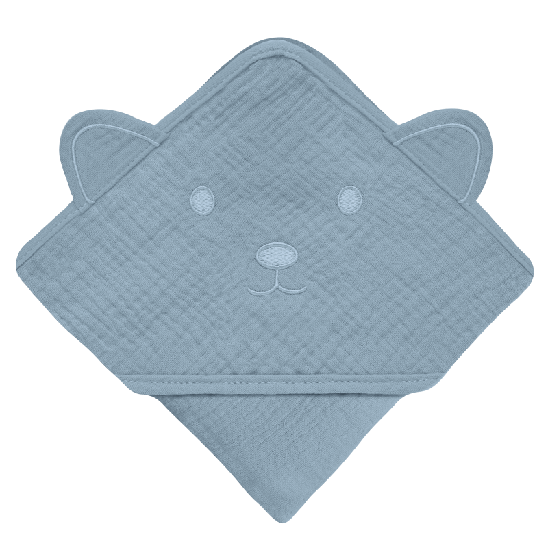 lionelo Muslin Hooded Towel Grey Sky — Badetuch mit Kapuze