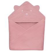 lionelo Muslin Hooded Towel Pink Baby — Badetuch mit Kapuze