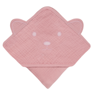 lionelo Muslin Hooded Towel Pink Baby — Badetuch mit Kapuze