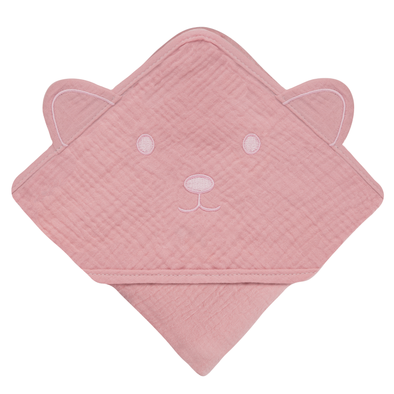 lionelo Muslin Hooded Towel Pink Baby — Badetuch mit Kapuze