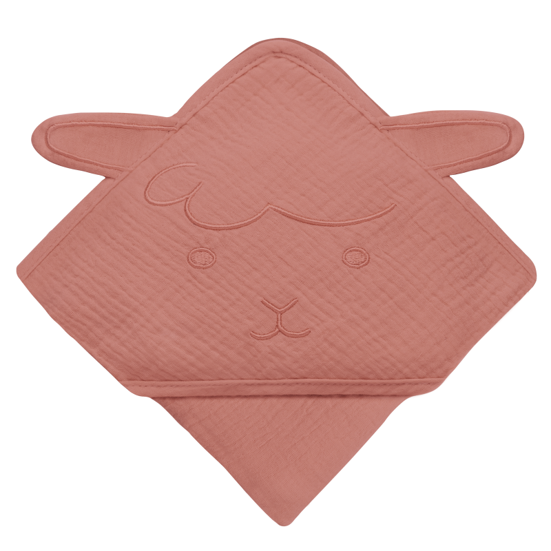 lionelo Muslin Hooded Towel Red Coral — Badetuch mit Kapuze