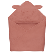 lionelo Muslin Hooded Towel Red Coral — Badetuch mit Kapuze
