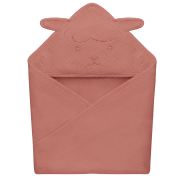 lionelo Muslin Hooded Towel Red Coral — Badetuch mit Kapuze