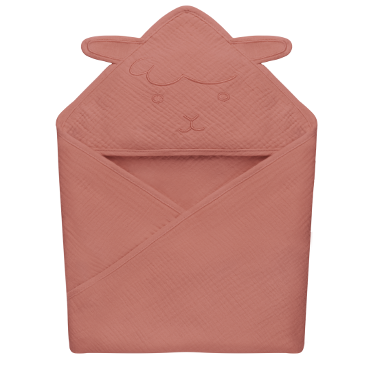 lionelo Muslin Hooded Towel Red Coral — Badetuch mit Kapuze