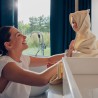 lionelo Muslin Hooded Towel Pink Baby — Badetuch mit Kapuze