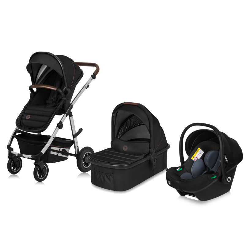 lionelo Amber 3in1 Black Silver — Kombikinderwagen