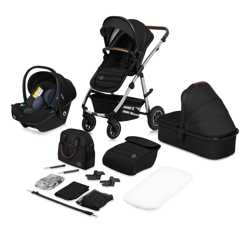lionelo Amber 3in1 Black Silver — Kombikinderwagen