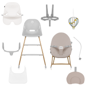 Lionelo Dalia Set Grey Stone Natural — Hochstuhl und Babywippe