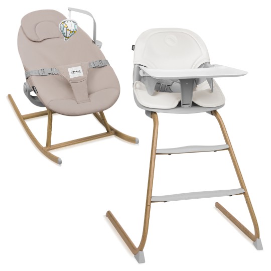 Lionelo Dalia Set Grey Stone Natural — Hochstuhl und Babywippe