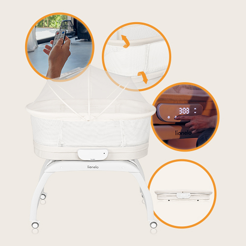 Lionelo Coral White — Kinderbett/Wiege mit Waagefunktion