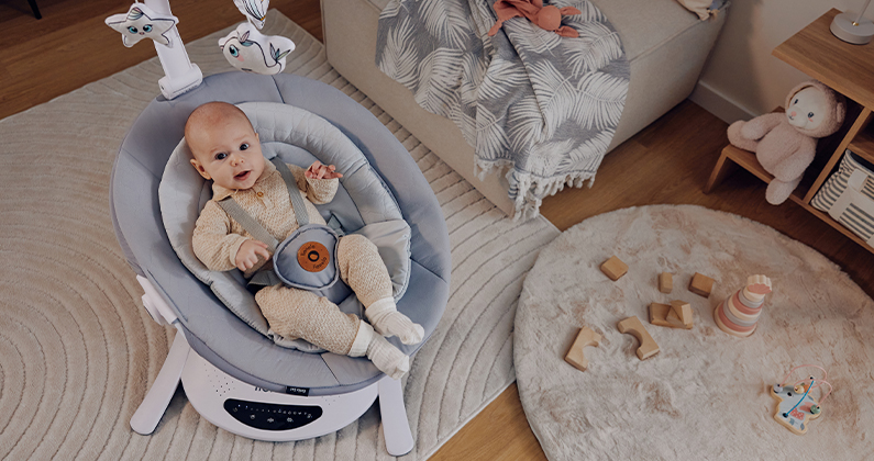 Lionelo Bella Set Grey Concrete 2-in-1 - Babywippe mit Babywanne 2-in-1