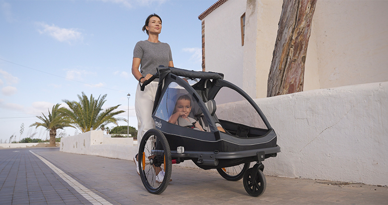 Lionelo Cama Grey Graphite — Fahrradanhänger mit Kinderwagenfunktion
