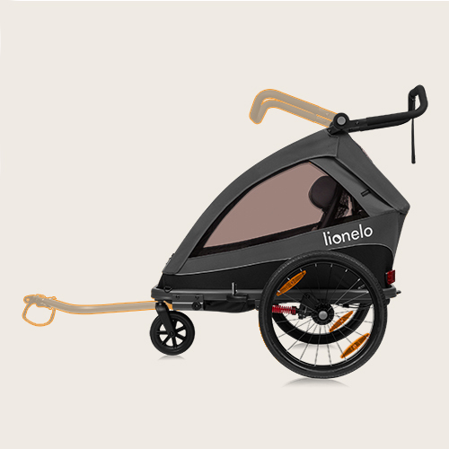 Lionelo Cama Grey Graphite — Fahrradanhänger mit Kinderwagenfunktion