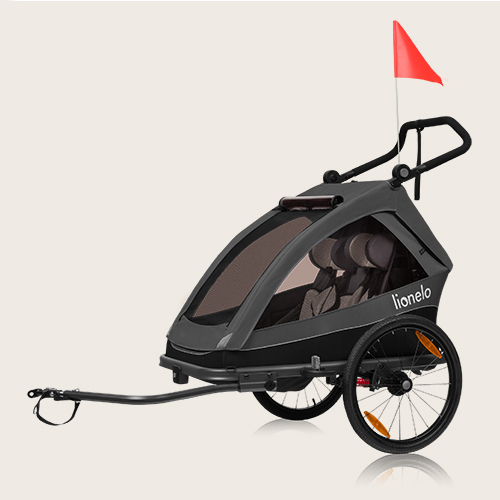 Lionelo Cama Grey Graphite — Fahrradanhänger mit Kinderwagenfunktion