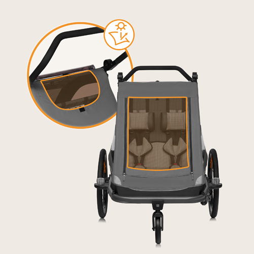 Lionelo Cama Grey Graphite — Fahrradanhänger mit Kinderwagenfunktion