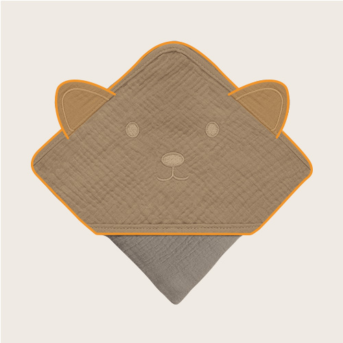 lionelo Muslin Hooded Towel Beige Cappuccino – Badetuch mit Kapuze