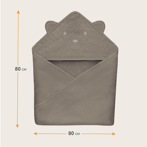 lionelo Muslin Hooded Towel Beige Cappuccino – Badetuch mit Kapuze