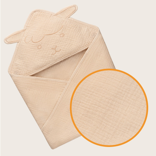 lionelo Muslin Hooded Towel Beige Sand – Badetuch mit Kapuze