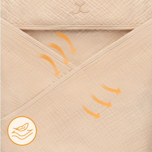 lionelo Muslin Hooded Towel Beige Sand – Badetuch mit Kapuze