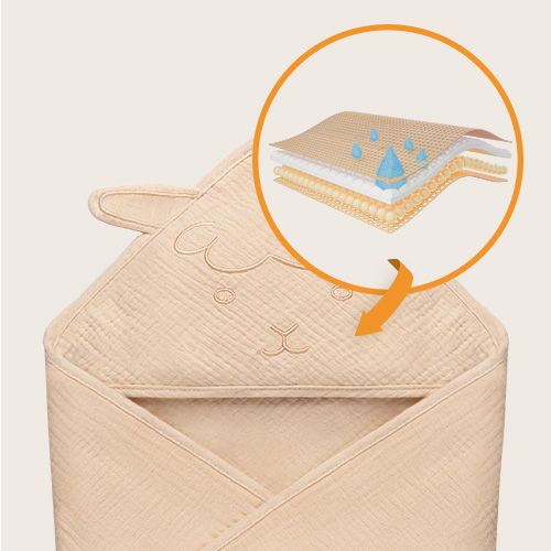 lionelo Muslin Hooded Towel Beige Sand – Badetuch mit Kapuze