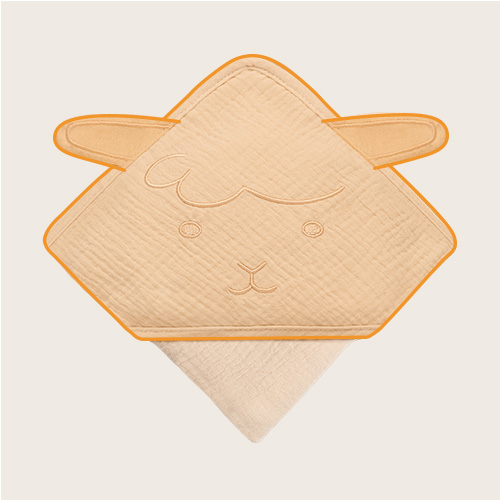 lionelo Muslin Hooded Towel Beige Sand – Badetuch mit Kapuze
