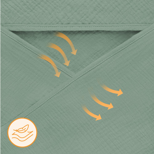 lionelo Muslin Hooded Towel Green Forest – Badetuch mit Kapuze