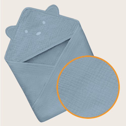 lionelo Muslin Hooded Towel Grey Sky – Badetuch mit Kapuze