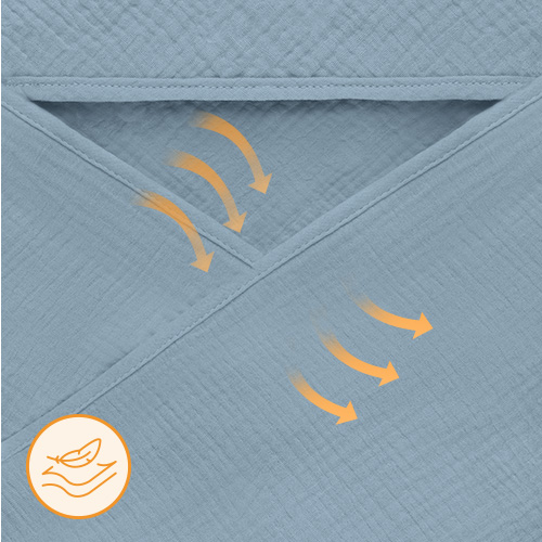 lionelo Muslin Hooded Towel Grey Sky – Badetuch mit Kapuze