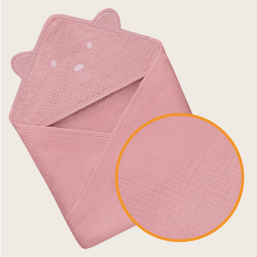 lionelo Muslin Hooded Towel Pink Baby – Badetuch mit Kapuze