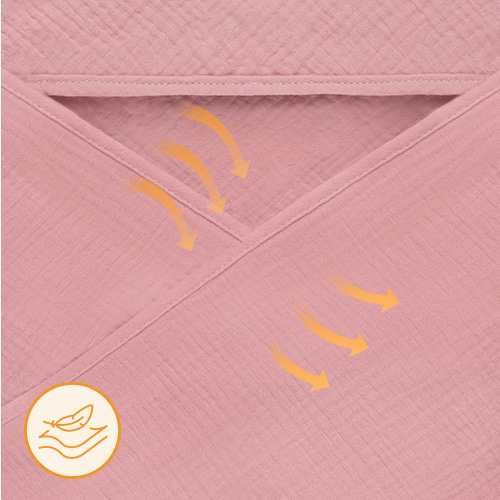 lionelo Muslin Hooded Towel Pink Baby – Badetuch mit Kapuze