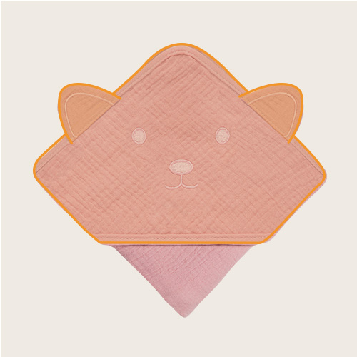 lionelo Muslin Hooded Towel Pink Baby – Badetuch mit Kapuze