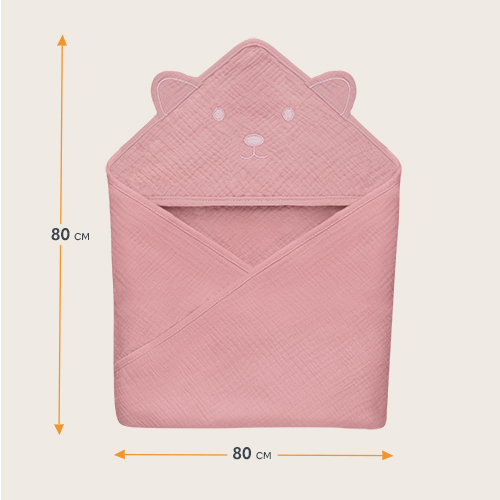 lionelo Muslin Hooded Towel Pink Baby – Badetuch mit Kapuze