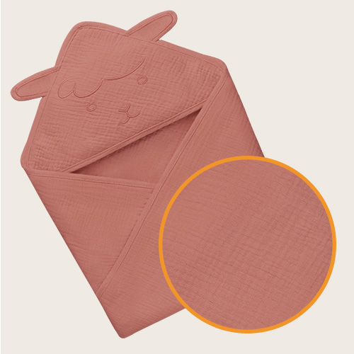 lionelo Muslin Hooded Towel Red Coral – Badetuch mit Kapuze